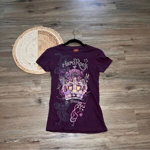 HARD ROCK CAFE St Maarten Womens Slim Short Sleeve Tshirt Rhinestone Embellished